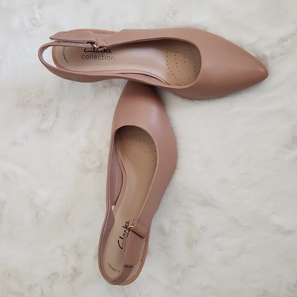 Nude Clarks slingback heels
